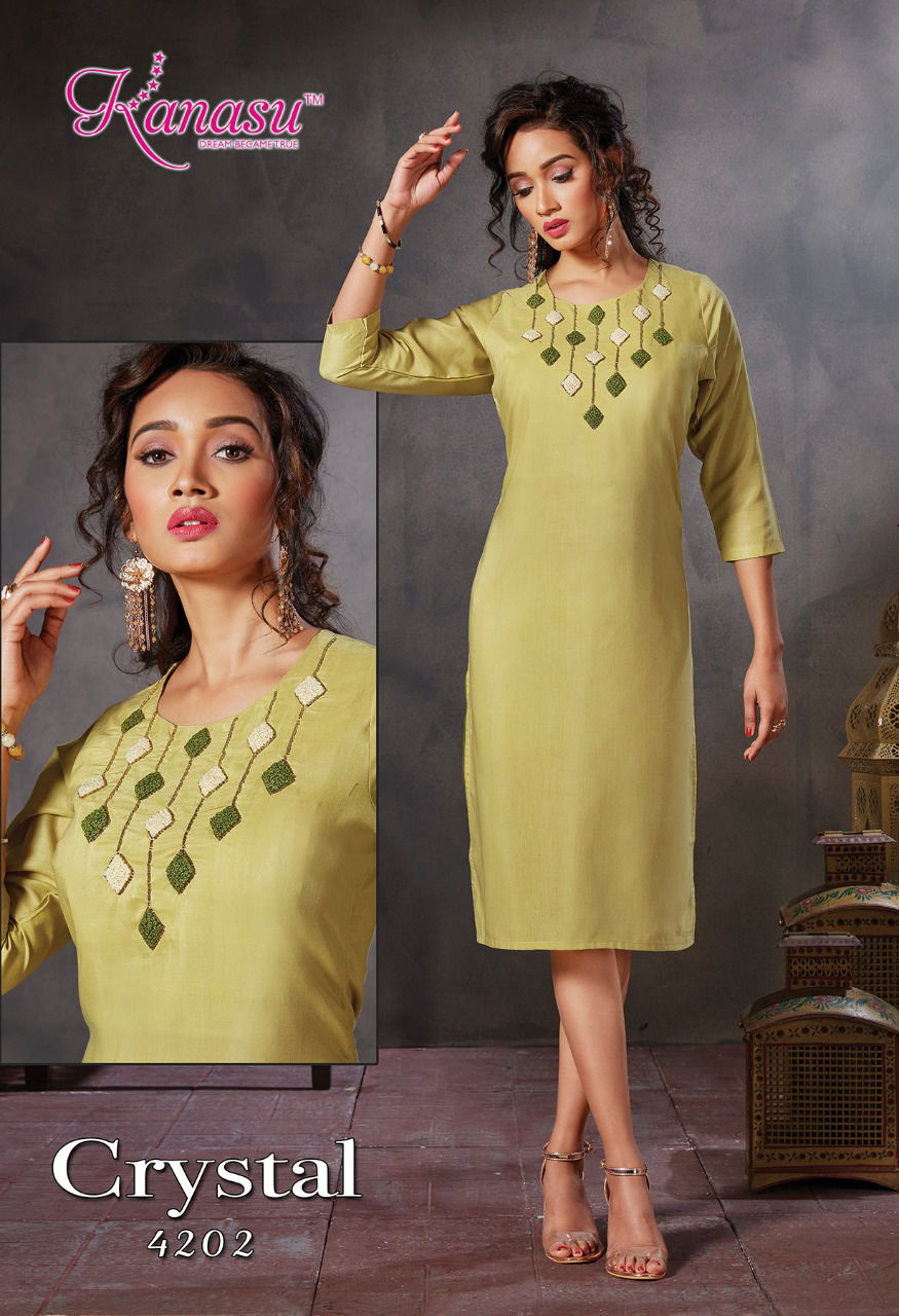 Kanasu Crystal Latest Fancy Designer Casual Wear Viscose Kurti Collection  